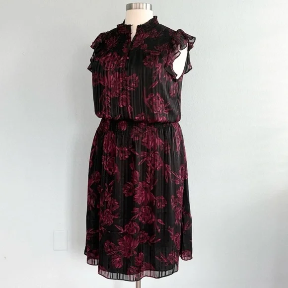 WHBM Smocked Waist Ruffle Midi Dress NWT - Picture 9 of 16